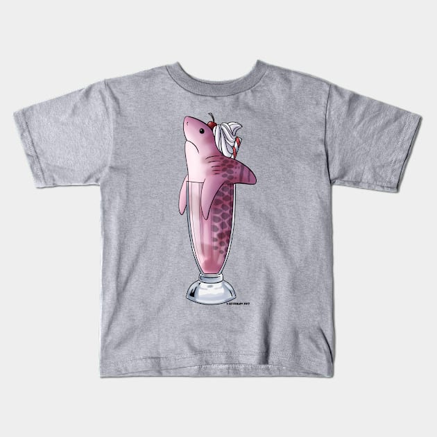 Strawberry Cheesecake Tiger Milkshark Kids T-Shirt by lizstaley